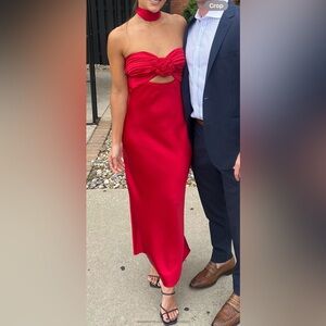 Hello Molly Red Satin Maxi Dress